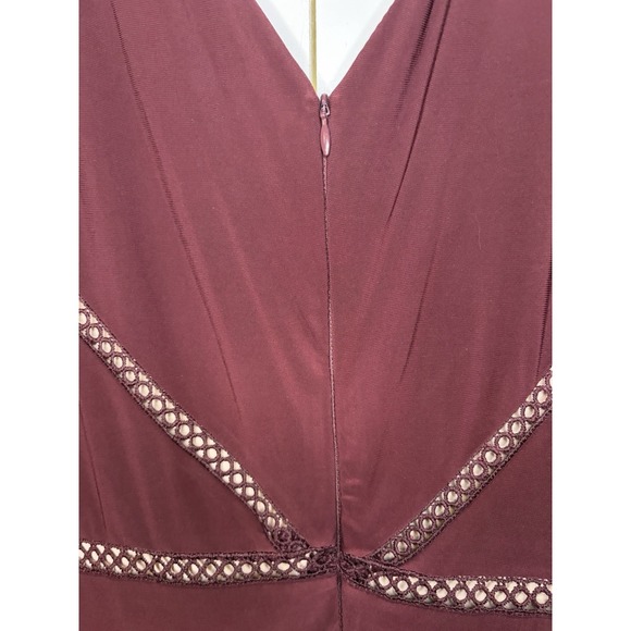 Taylor Burgundy Ruffle Cap Sleeve High-Low Midi Geometric Dress Women's Size 16W - Picture 14 of 16